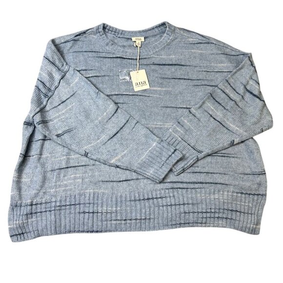 NWT Ana Womens 2X Sweater Blue Striped Knit Pullover - Picture 2 of 7